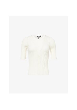 Womens Me And Em Lace Round-Neck Knitted Top