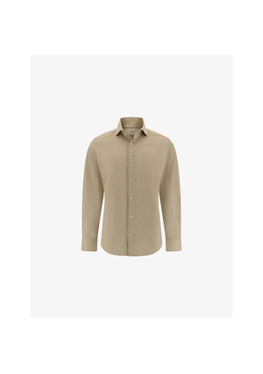 Mens Boggi Milano Closed-Collar Regular-Fit Cotton-Blend Jersey Shirt
