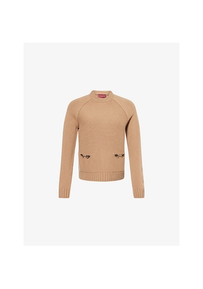 Womens Gucci Horsebit-Embellished Wool and Cashmere-Blend Jumper