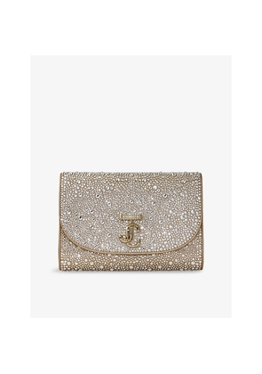 Womens Jimmy Choo Curve Rhinestone-Embellished Suede Clutch Bag