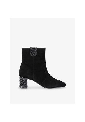 Womens Kurt Geiger London Chelsea Trim Heeled Suede Ankle Boots