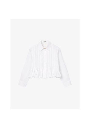 Womens Sandro Pleated Cropped Cotton Shirt