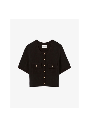 Womens Claudie Pierlot Short-Sleeve Velvet Knit Cardigan