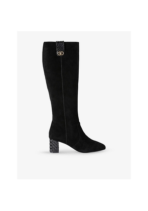 Womens Kurt Geiger London Chelsea Trim Heeled Suede Knee-High Boots