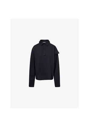 Womens Ottolinger Oversized Long-Sleeves Cotton-Jersey Polo Shirt