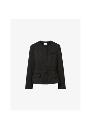 Womens Claudie Pierlot Round-Neck Slim-Fit Satin Jacket