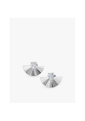 Womens Carat London Celene Large Sterling-Silver and Cubic Zirconia Stud Earrings