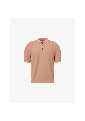 Mens Belier Logo-Plaque Textured Knit Polo Shirt