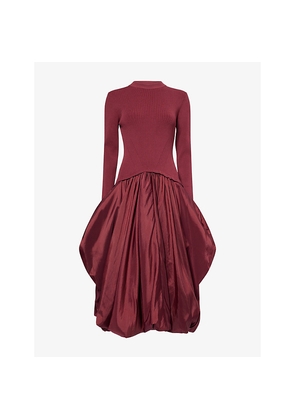 Womens Simkhai Kenlie Puffball Stretch-Woven Midi Dress