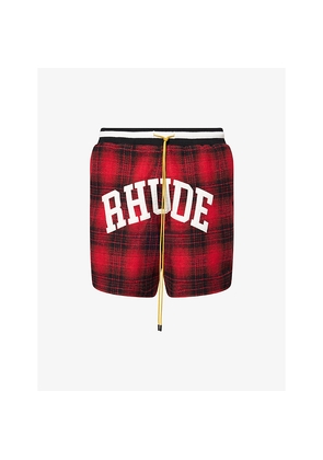 Mens Rhude Collegiate Court Check-Print Woven Shorts