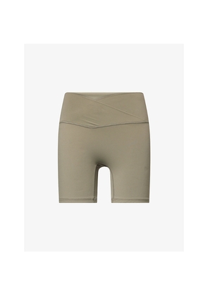 Womens Adanola Ultimate Wrap-Over Logo-Print Stretch-Jersey Shorts