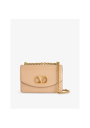 Womens Valentino Garavani Logo-Hardware Two-Compartment Leather Shoulder Bag