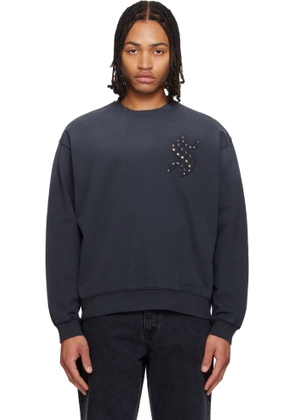 Solid Homme Gray Applique Studded Sweatshirt