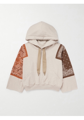 KAPITAL - Bandana-Print Cotton-Jersey Hoodie - Men - Neutrals