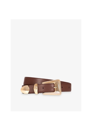 Womens The Kooples Western-Buckle Leather Belt