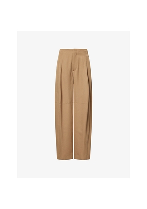 Womens Victoria Beckham Sculptural Tapered-Leg Wool Trousers
