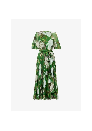 Womens Erdem Floral-Print Pleated Chiffon Midi Dress