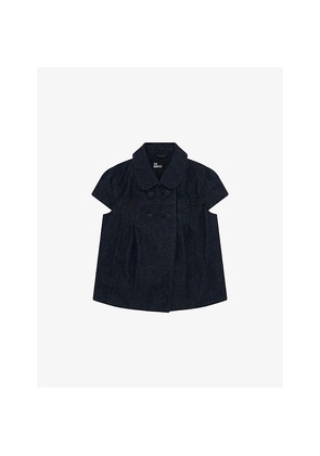 Womens The Kooples Collared Button-Down Short-Sleeve Denim Jacket