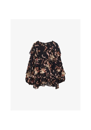Womens Allsaints Lissie Floral Print Ruffled Woven Top