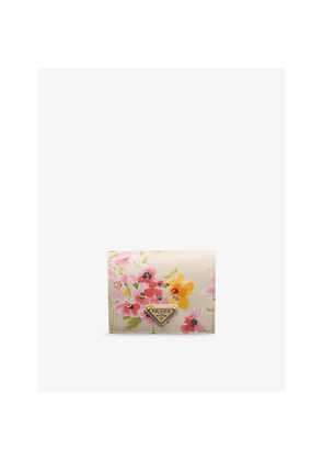 Womens Prada Floral-Print Leather Wallet