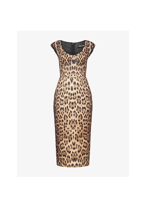 Womens Roberto Cavalli Leopard-Print Woven Midi Dress