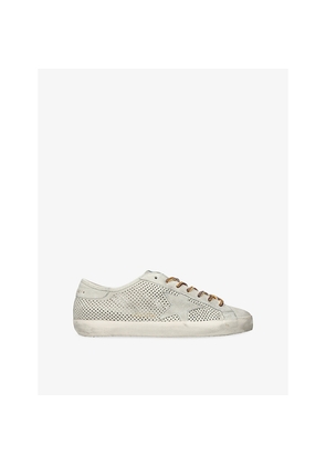Mens Golden Goose Men's Super-Star Perforated Suede Low-Top Trainers