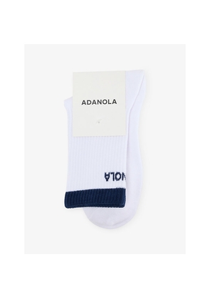 Womens Adanola Striped-Trim Brand-Intarsia Stretch Cotton-Blend Socks