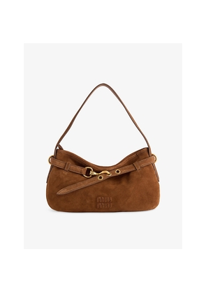 Womens Miu Miu Aventure Suede Top Handle Bag