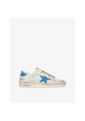 Mens Golden Goose Men's Stardan Crocodile-Embossed Leather Low-Top Trainers