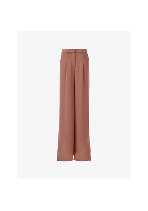 Womens Leem Pleated Wide-Leg High-Rise Woven Trousers