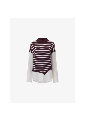 Womens Leem Striped-Panel Relaxed-Fit Knitted and Cotton Shirt