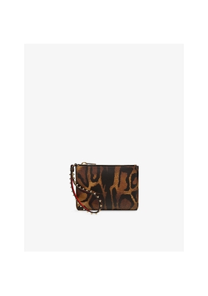 Womens Christian Louboutin Cabata Bengali-Print Leather Soft Pouch