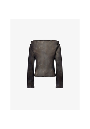 Womens Sir Strobe Cowl-Neck Silk Top