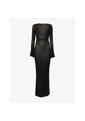 Womens We Are Tala O-Ring V-Neck Cotton Blend Maxi Beach Dress