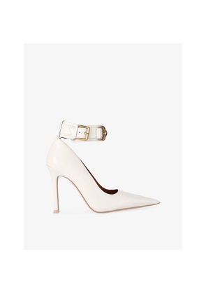 Womens Kurt Geiger London Mansion Patent-Leather Ankle-Strap Court Heels