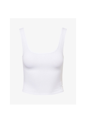 Womens Gymshark Logo-Embroidered Waffle-Knit Cropped Tank Top