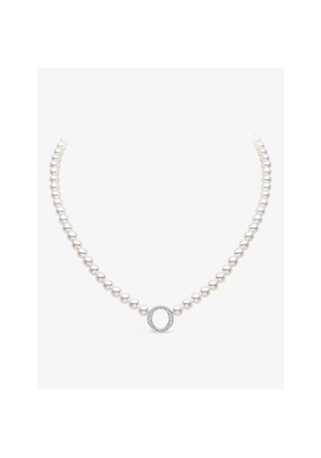 Womens Yoko London Signature 18ct White-Gold, Pearl and 0.25ct Diamond Pendant Necklace