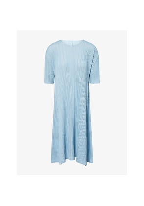 Womens Pleats Please Issey Miyake Mellow Pleats Short-Sleeves Knitted Midi Dress