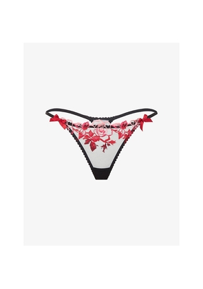 Womens Agent Provocateur Callypso Floral-Embroidered Mesh Thong