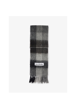 Acne Studios Checked Fringed Knitted Scarf