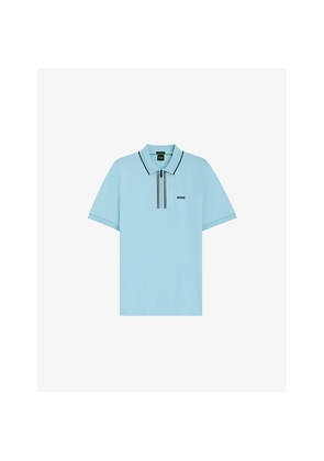 Mens Boss Logo-Embroidered Short-Sleeve Cotton Polo
