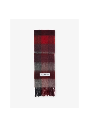 Acne Studios Checked Fringed Knitted Scarf
