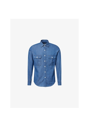 Mens Drakes Double-Pocket Denim Work Shirt