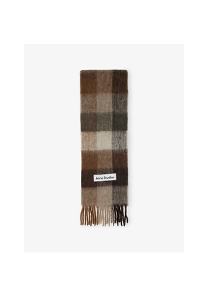 Acne Studios Checked Fringed Knitted Scarf