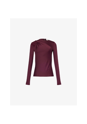 Womens Victoria Beckham Twist Long-Sleeves Stretch-Woven Top