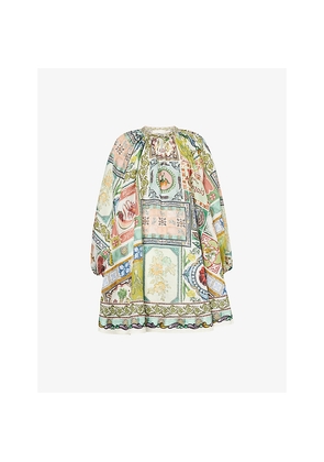 Womens Alemais Tommasina Floral-Print Ramie Mini Dress