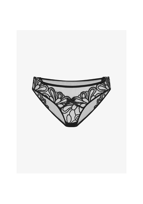 Womens Agent Provocateur Nelle Embroidered Mesh Briefs