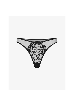 Womens Agent Provocateur Nelle Embroidered Mesh Thong
