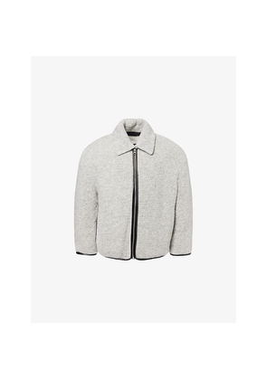 Mens JW Anderson Contrast-Trim Relaxed-Fit Knitted Wool-Blend Jacket
