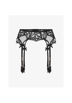 Womens Agent Provocateur Nelle Embroidered Mesh Suspender Belt